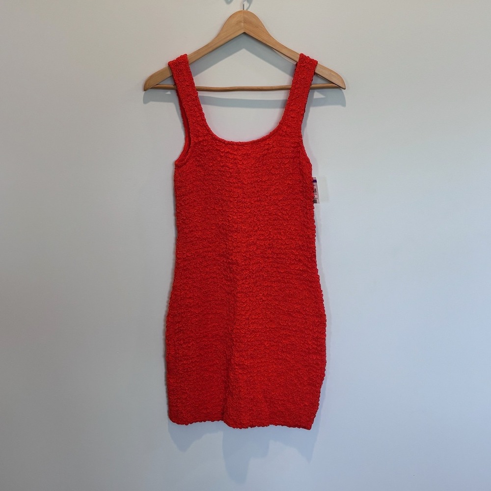 Rails Dress Womens Small Red Cherry Smocked Textured Sleeveless Mini Tank New‎